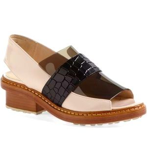 🏷️ NIB | 🇮🇹3.1 PHILLIP LIM Leather & Croc Peep-Toe Slingback, Sz 40